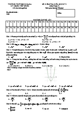 Đề kiểm tra giữa học kì I Toán 12 - Đặng Việt Đông